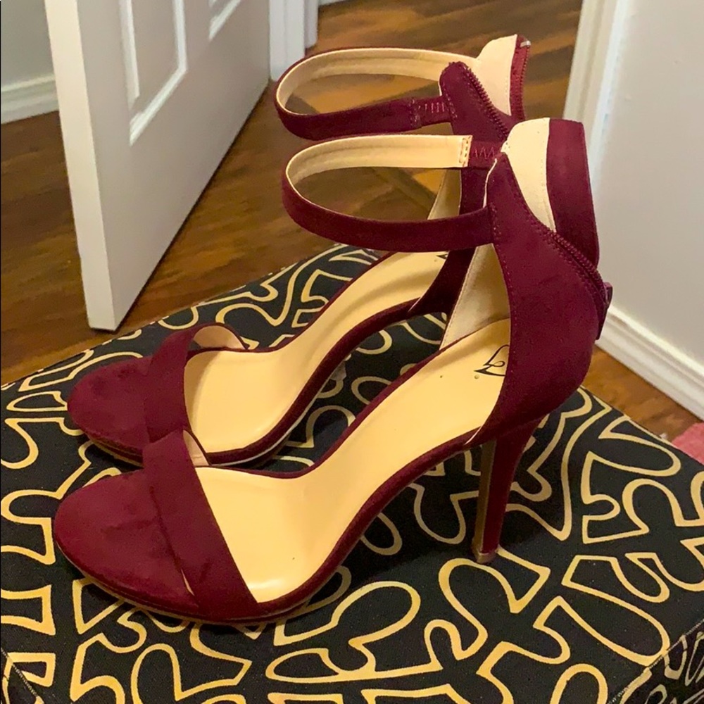 Burgundy high heels
